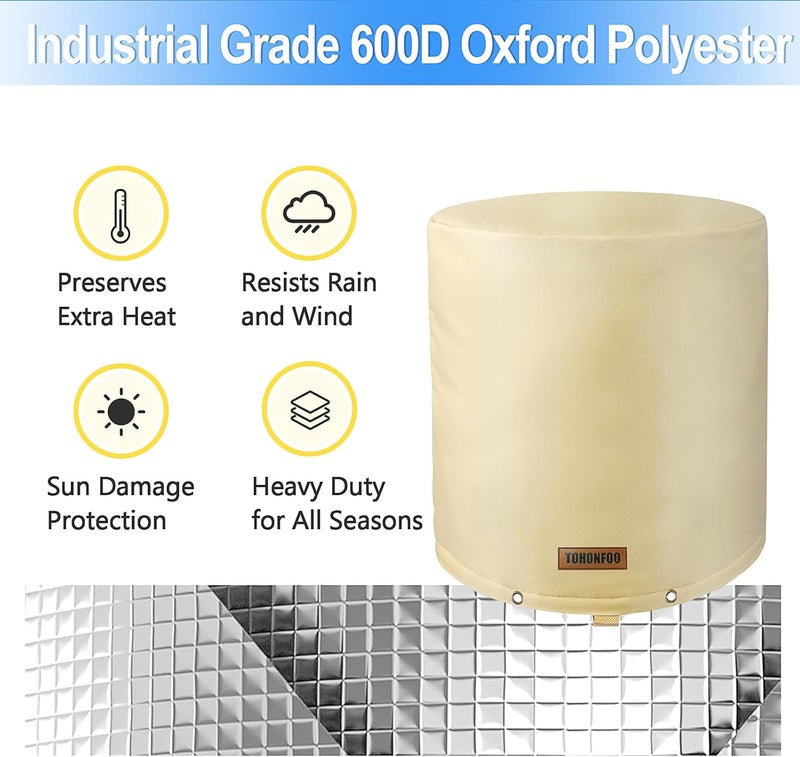 TOHONFOO Round Well Head Cover (5°F) - Insulated Well Pump Cover - Decorative Well Pump Covers - Thickened 3 Layers Well Covers for Water Wells Freeze Proof, 8"Dia x 12"H, Beige - Image 5